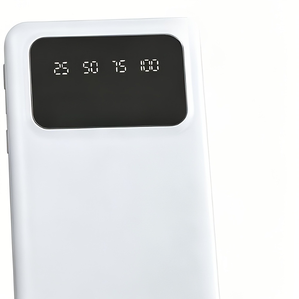 TEMU 20000mah Large Capacity Mobile Power Supply, 5v2.1a Portable Usb Charger, Led Display, For Ios/ Devices, 2xusb Output, Type-c/ Micro Input, Safe