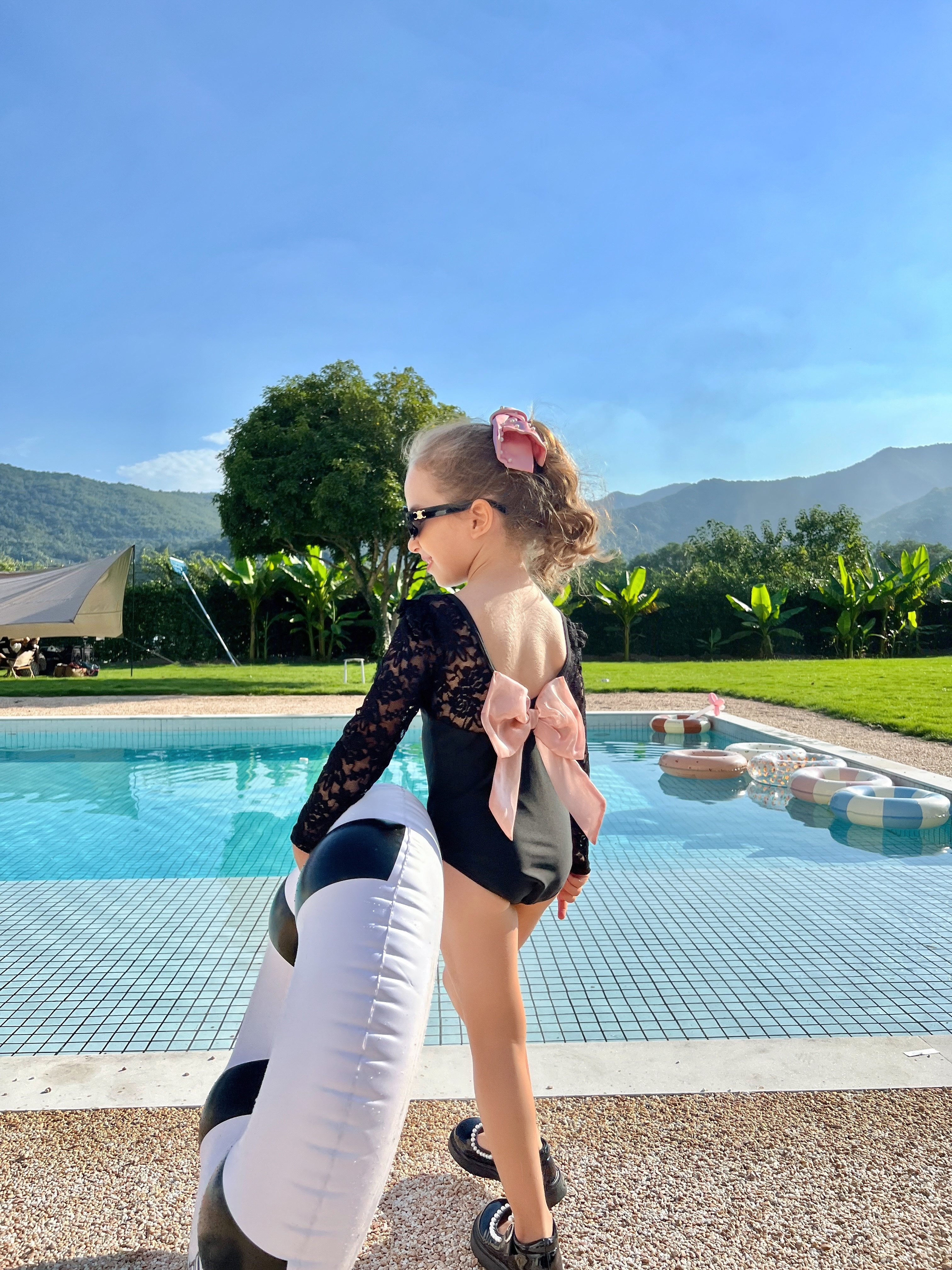2024 new summer children's swimming suit girls long sleeve