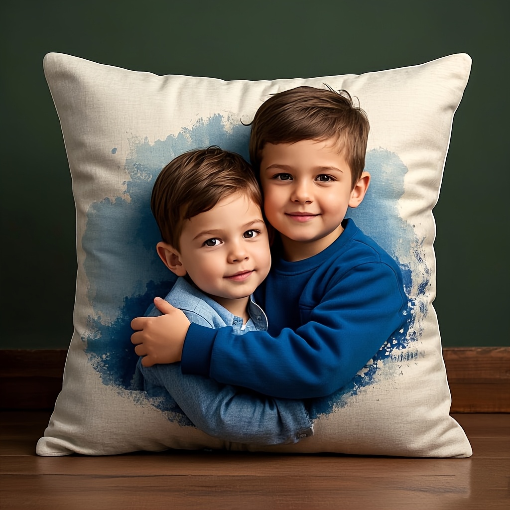 TEMU 1pc Custom Photo Pillowcase - Double-sided Personalized Print, , Zipper Closure, Machine Washable, Multiple Sizes For Bedroom And Living Room