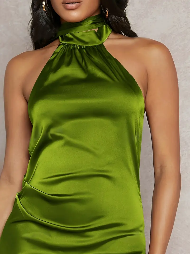 satin solid color elegant backless halter tie design party - Temu satin solid color elegant backless halter tie design party - Temu