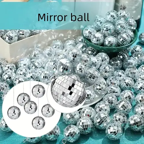 20 Stück Hängende Spiegel Disco Kugel Dekorationen, Karneval Multicolor Silberfarbene Mini * Disco Kugeln, 70er Disco Party Zubehör für Weihnachten