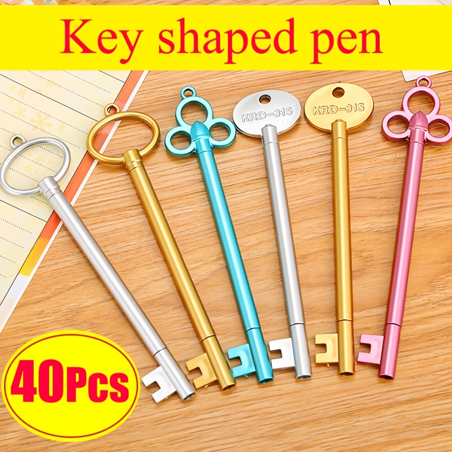 TEMU Random Style 40pcs Stationery Key Modelling Neutral Pen Cute Cartoon Learning Office Retro Water-based Signature Pen Suitable Office School Use,