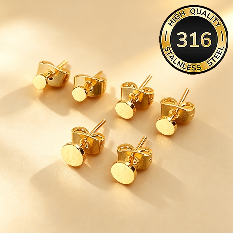 TEMU Set da 3 di orecchini a minimalisti ipoallergenici in acciaio inossidabile, con un design e liscio a disco , orecchini a versatili i adatti a ,