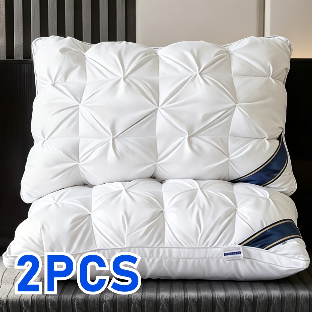 TEMU 2pcs-pack Ergonomic Cervical Support Pillows | 74x48cm, High Quality Polyester Satin Cover, Premium Sleep Support For , Suitable For Various