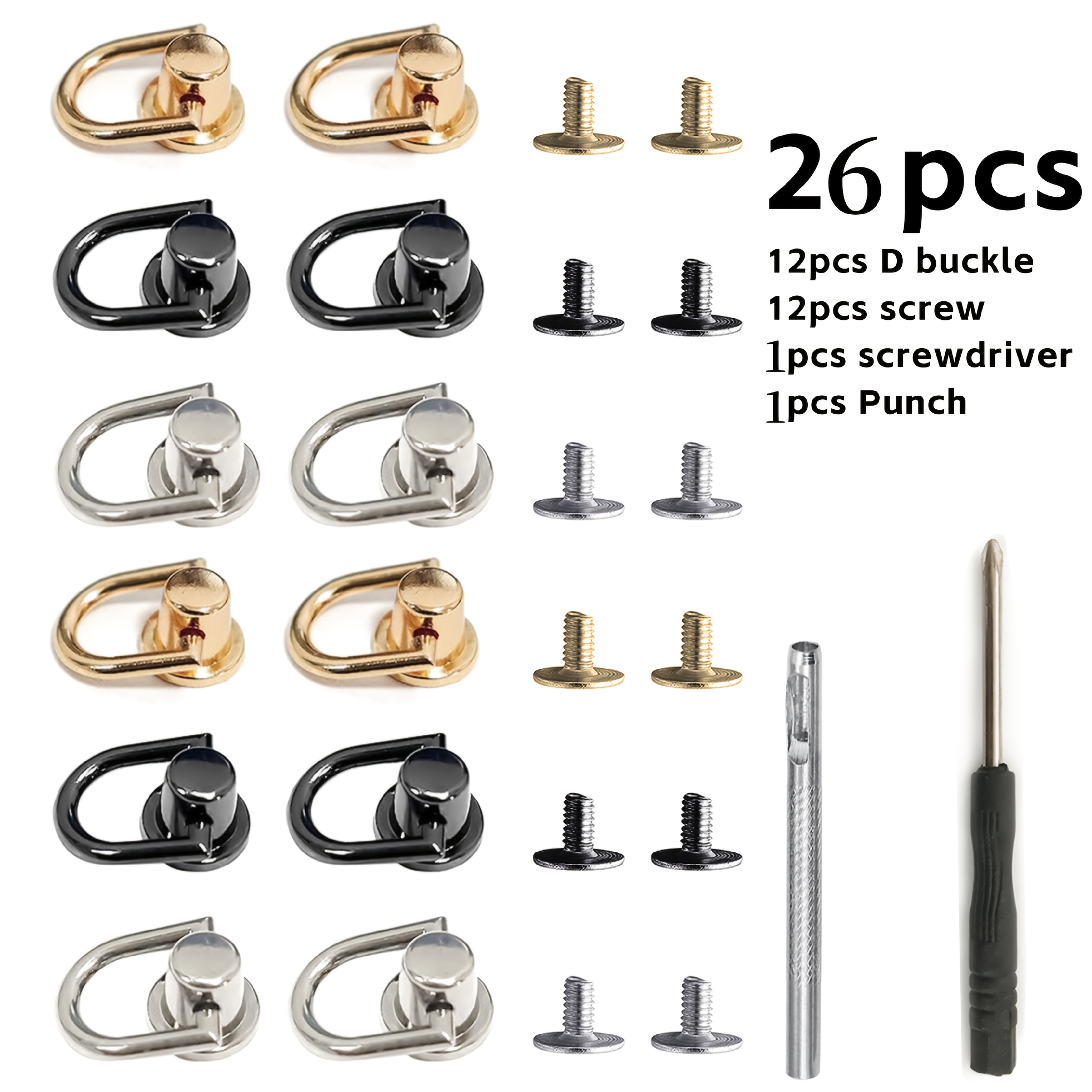 Image of 26pcs/14pcs Purse Making Adjustable D Ring Bag Clips - Metal Handbag Chain Connector With Screwdriver, Shoulder Strap Accessory For Handbag And, Wallet Making, Diy Wallet Making