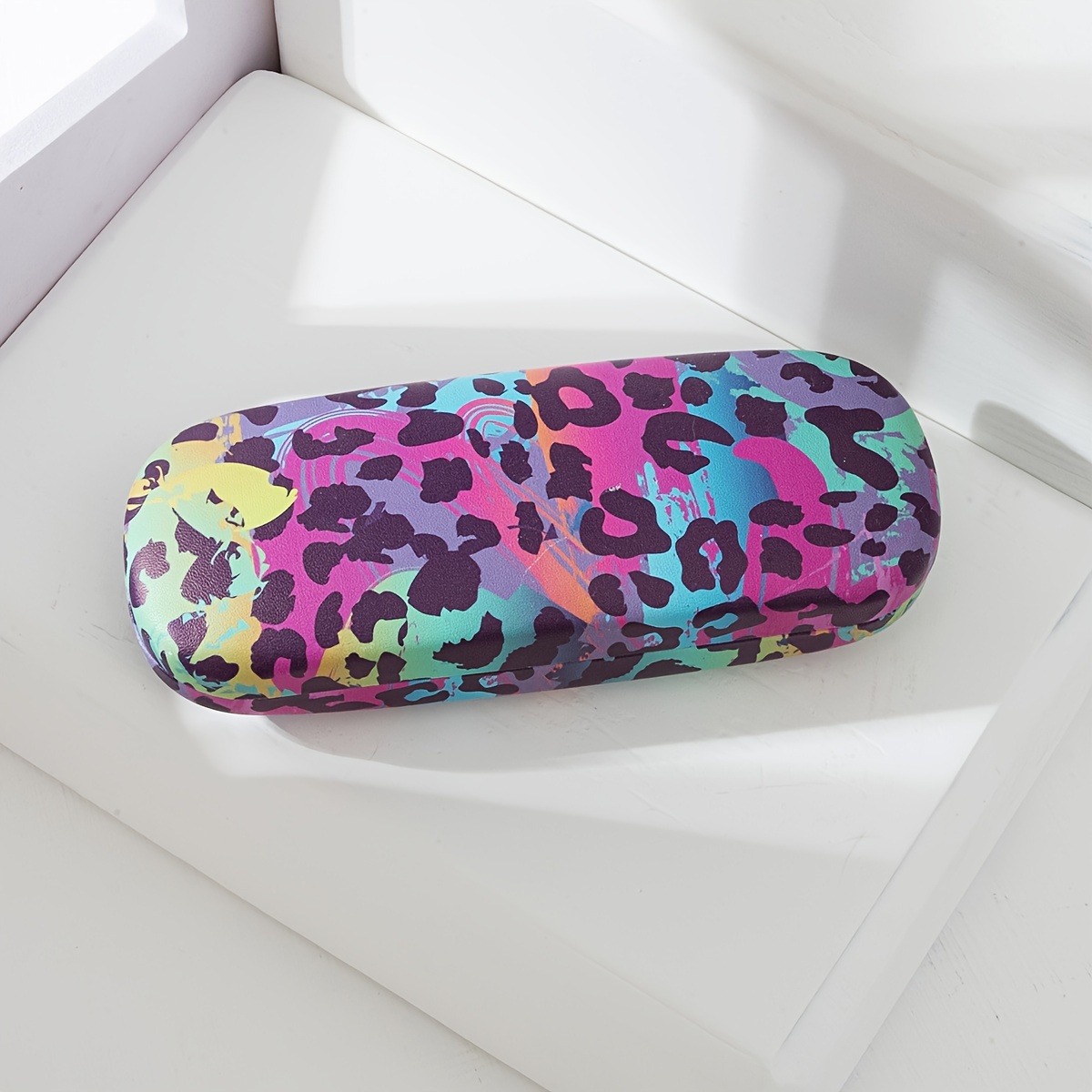 Iridescent Gradient Base Multicolor Butterfly All-Over Print Glasses Case