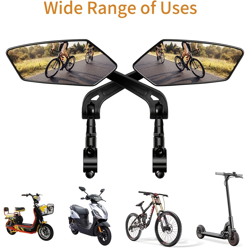2pcs Mountain Bike Rearview Mirrors, Foldable Hd Flat Reflective Mirrors For Cycling Accessories