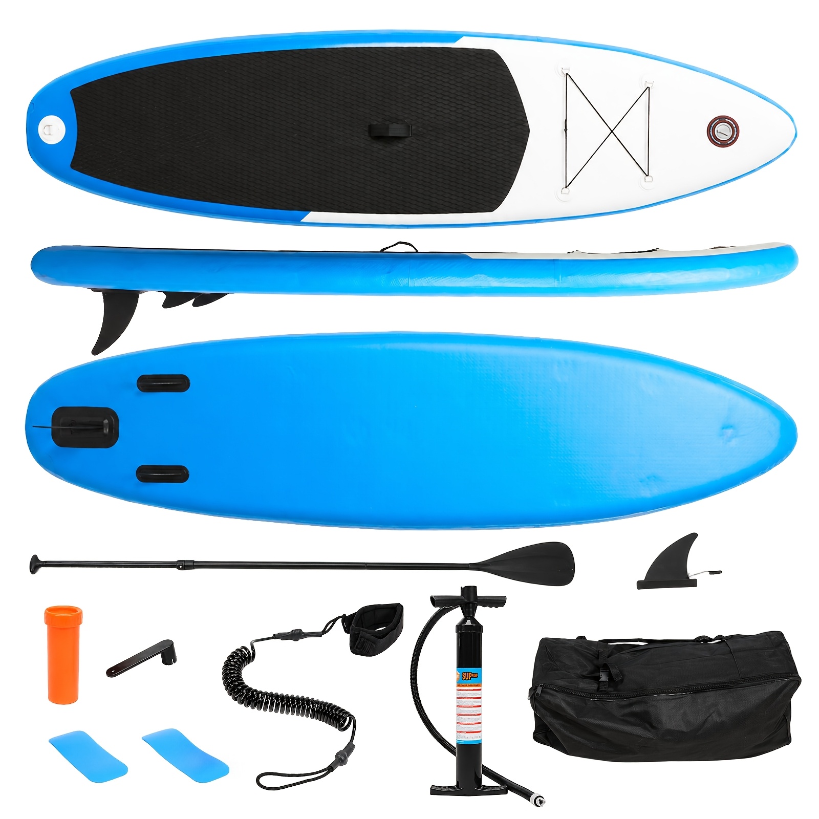 10ft Inflatable Surfboard Stand Up Paddleboard Sup Paddle Board With Kayak Paddle Hand Pump Carry Bag