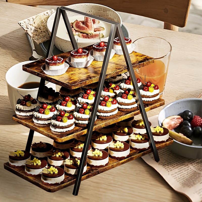 2-tier rustic distressed white plastic tiered tray cupcake stand