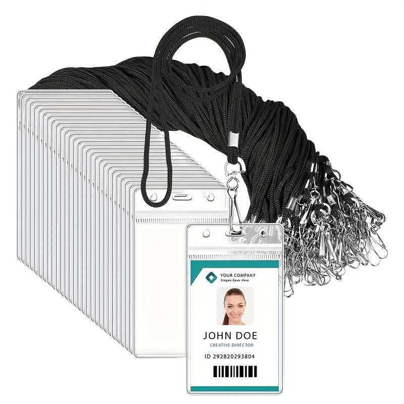 

10pcs Id Lanyards, & , Plastic Protectors For , , Employee, -