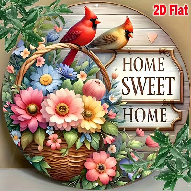 Round Metal Wreath Signs Featuring Decorative Plaques And Symbols Of Happiness, Perfect For Home Decor