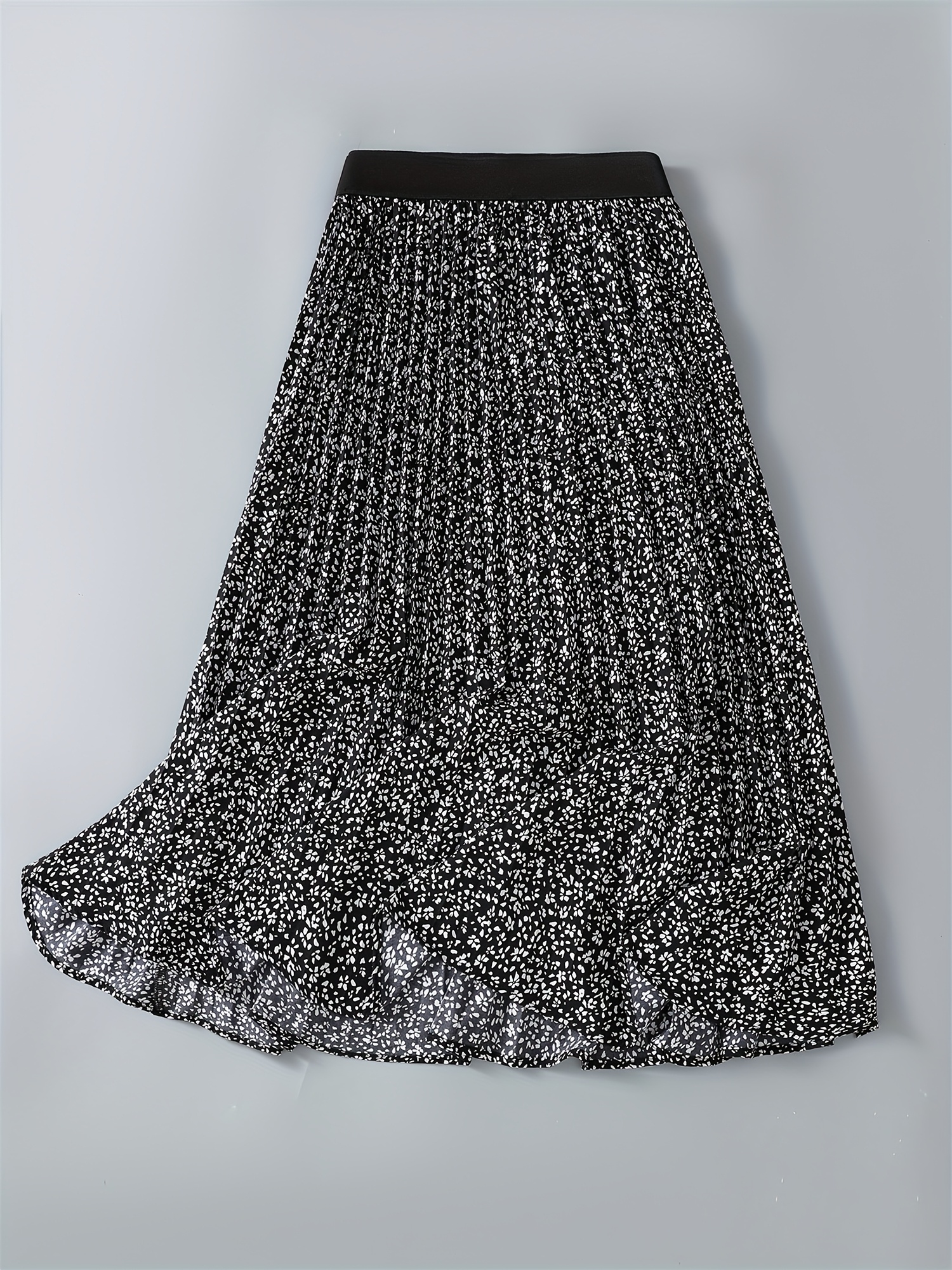 womens elegant geometric print a line skirt machine washable h silhouette flared hem black white pattern non stretch fabric for spring summer fall versatile casual to formal wear cute skirts formal attire middle eastern style no   fabric details 1