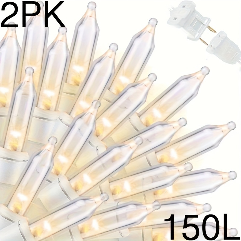 

Extendable Clear Christmas Lights Decoration 300lights 63.8ft(2pk Of 150l) Mini Bulb String Lights For Christmas Tree Holiday Party Decor