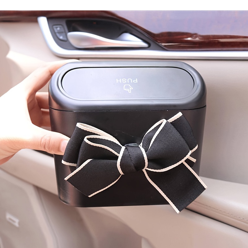 

Butterfly Bow Car Garbage Can, Creative Multifunctional Abs Hanging Storage Bin, Vehicle Trash Organizer For Ladies