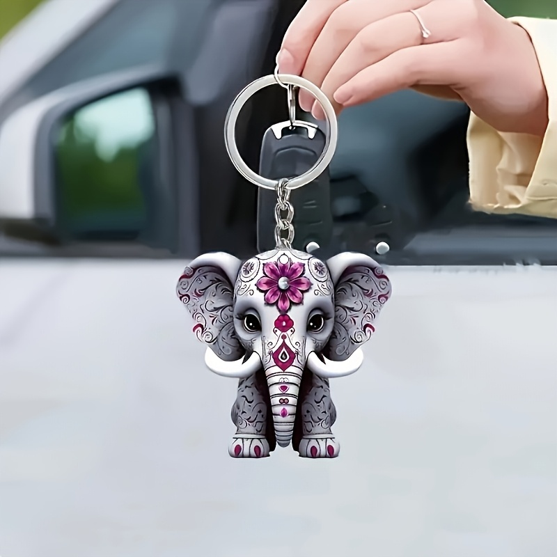 

Cute Acrylic Elephant Keychain, Light Grey, , Hand Washable, Ideal For Diy, Men's Gifts, Christmas, Valentine's Day, Easter Decor, Birthday Present