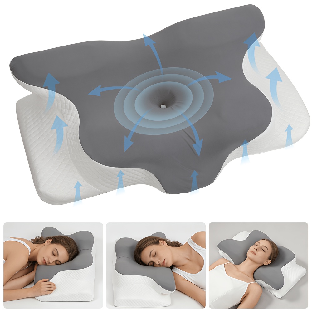 TEMU 2 Stk./. Ergonomisches Schmetterling-Cervical-Kissen, Kühlendes, langsam zurückfederndes Nackenstützkissen, Komfortables Kontur-Schlafkissen,