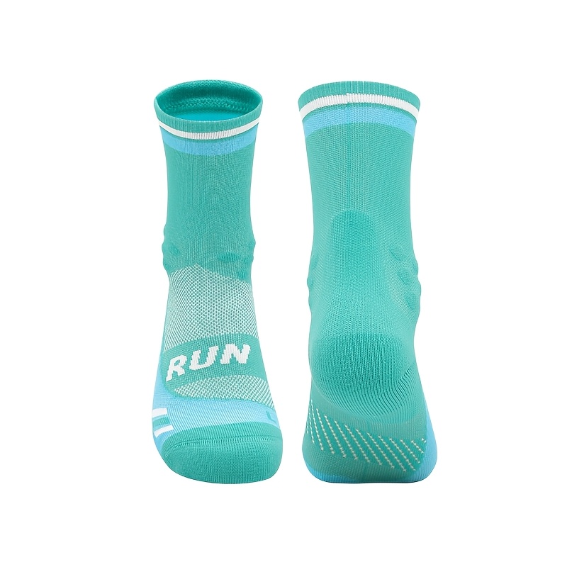 TEMU Men's Mid-calf Marathon Running Socks Anti Blister Cushioned Breathable Quick Dry Athletic Sports Socks For Hiking, Training