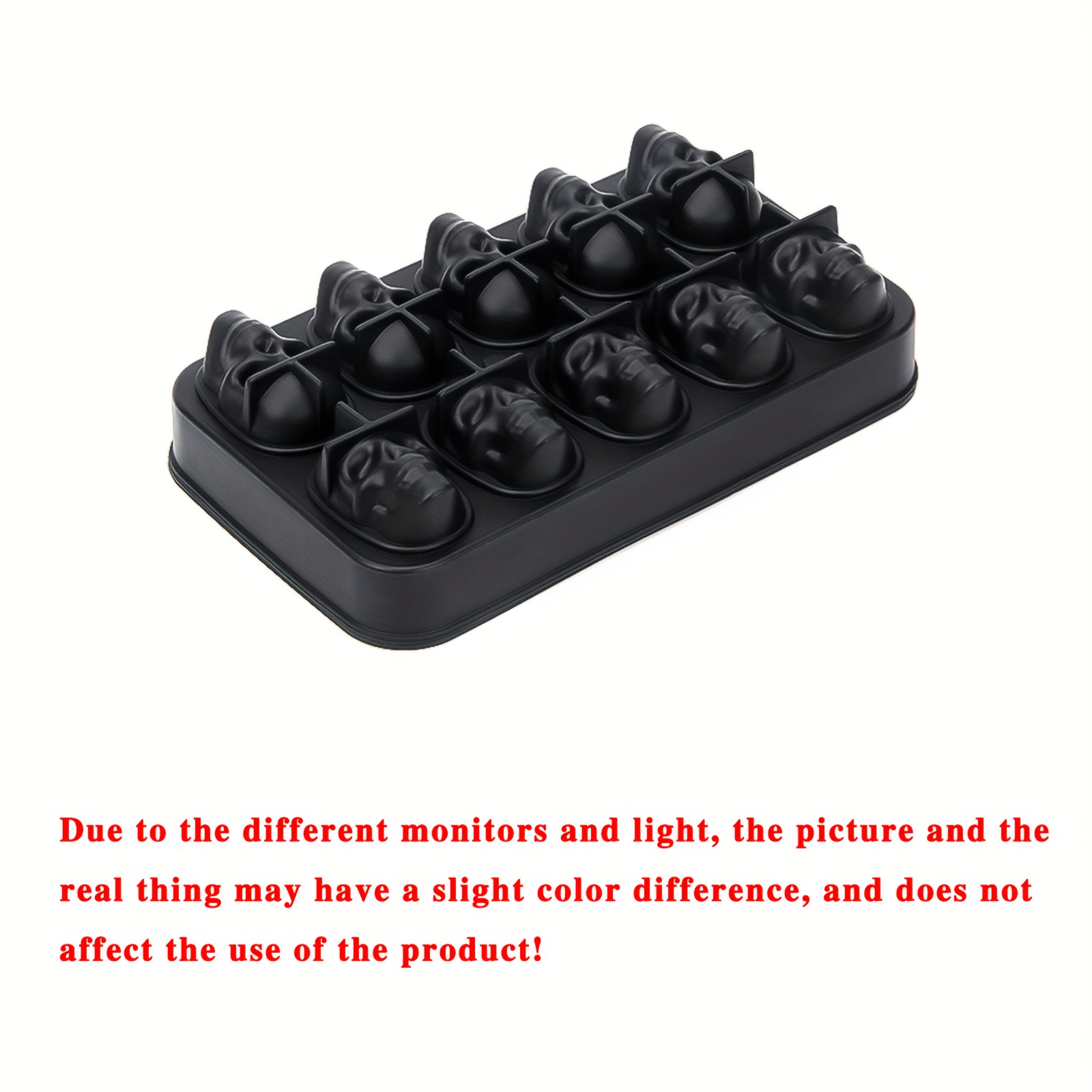 Image of Halloween 3d Ice Cube Mold - 10 Silicone Ice Mold - Flexible Ice Cube Tray - Reusable Halloween Ice For Baking, Silicone Mold For Baking, Chocolate, Candy And Resin