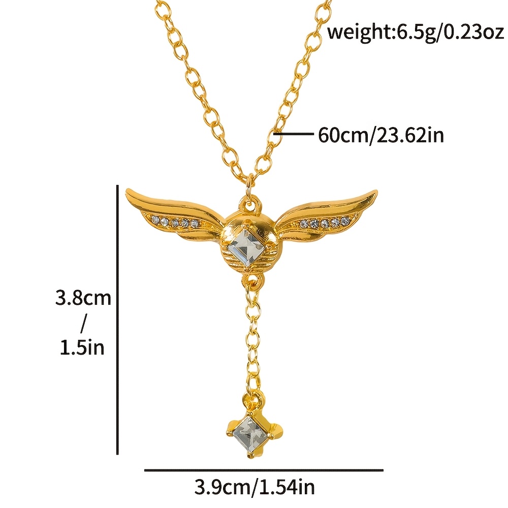 TEMU 1 pieza Collar de Mini Peverredoro Dorado de Quidditch, collar con colgante de pedrería , un regalo para de cosplay