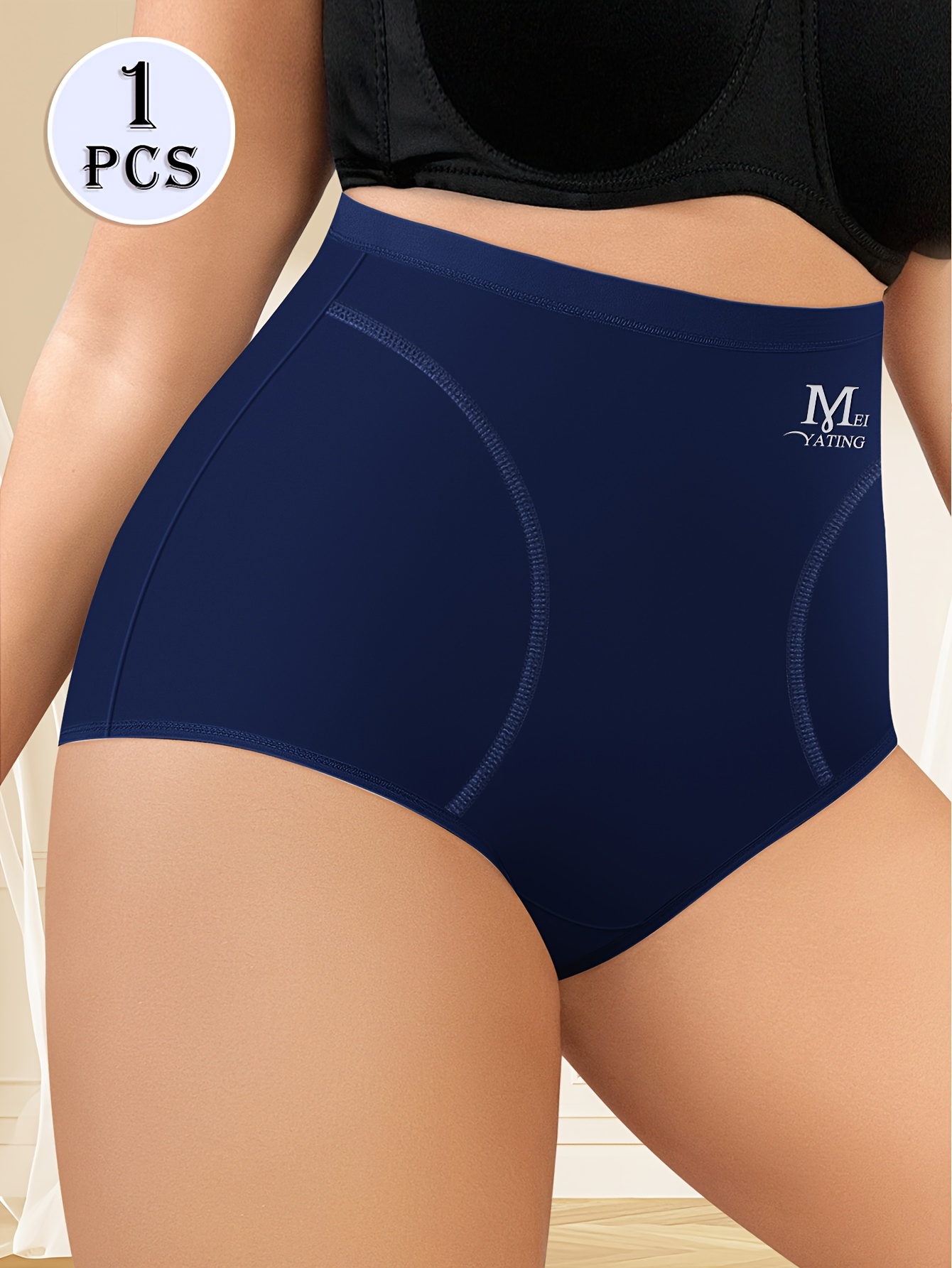 MIOTAN High-Waist Tummy Control Shapewear Panties for Women, Plus Size, Seamless, Comfort Fit, Butt Lifting, Breathable Polyester Blend, Black, Plus Size Panties
