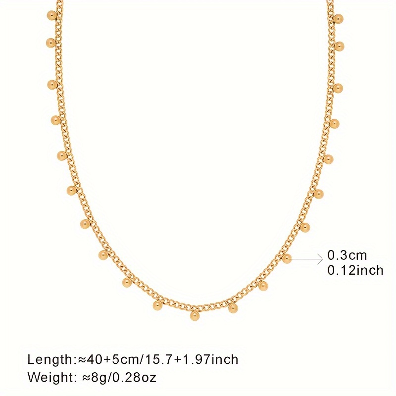 E-shop Goldene Perlen-Doudou-Halskette Schlüsselbeinkette, -Edelstahl 18k vergoldet, elegante französische Halskette mit kleinen goldenen Perlen in