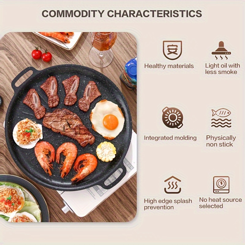 korean bbq grill pan cast iron non stick   design suitable for indoor and outdoor use details 3