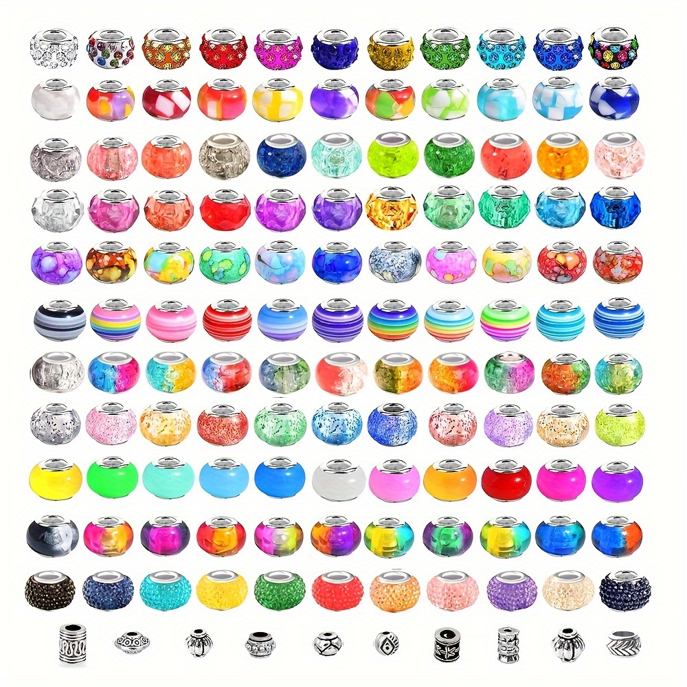 

250pcs Large Hole Beads For Jewelry Making Silvery Spacer Diy Craft Bracelet Necklace Earring Making