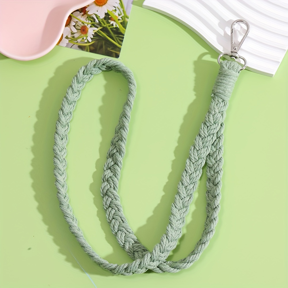 2d 1pc Rope Handmade Braided Keychain Necklace Lanyard, Mobile Phone Lanyard, Work Badge Lanyard