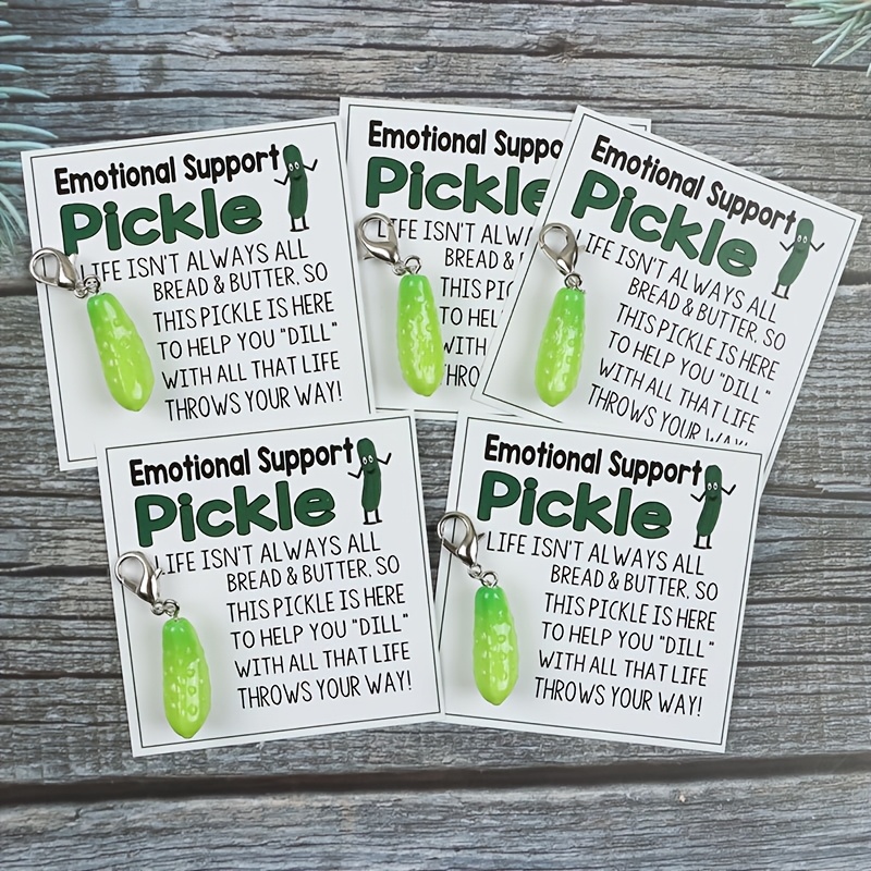 

1/3/5pcs Funny Pocket Hug Card, Emotional Support Pickle" Keychain - Cute Plastic Charm - Ideal Birthday Gift For And