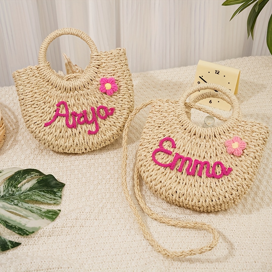 Image of Single Pack, Custom Name, Letter Tote Bag, Beach Vacation Handbag, Fashionable Shoulder Bag, Bridesmaid Gift, Party Favor, Birthday Present, Christmas Gift