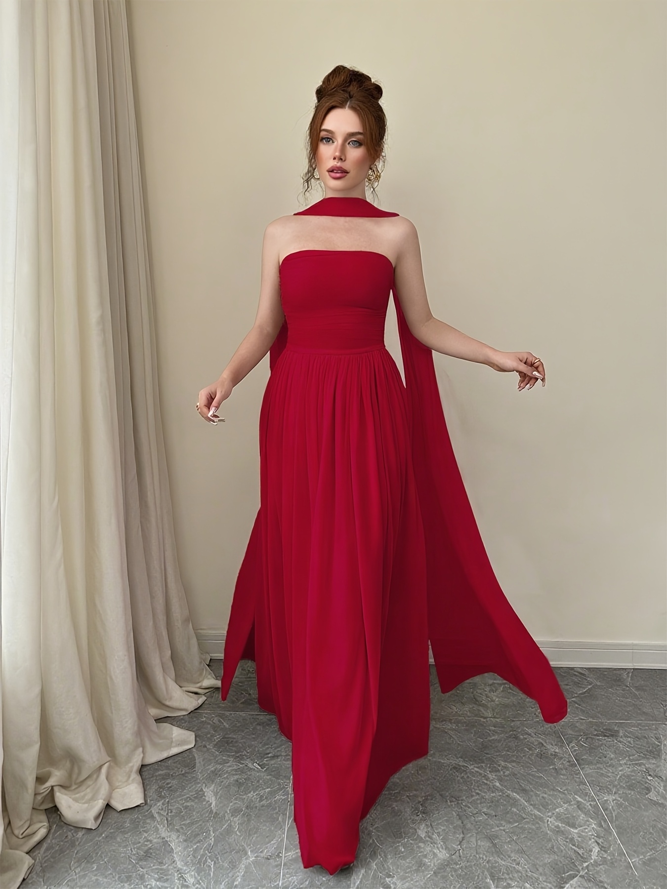 long dress design for party elegant solid color womens sleeveless ruched New Color:Hepburn Dot $20 Sale 2023 Cute Dress for 5th %0D%0AHigh%20quality%20durable%20fabric