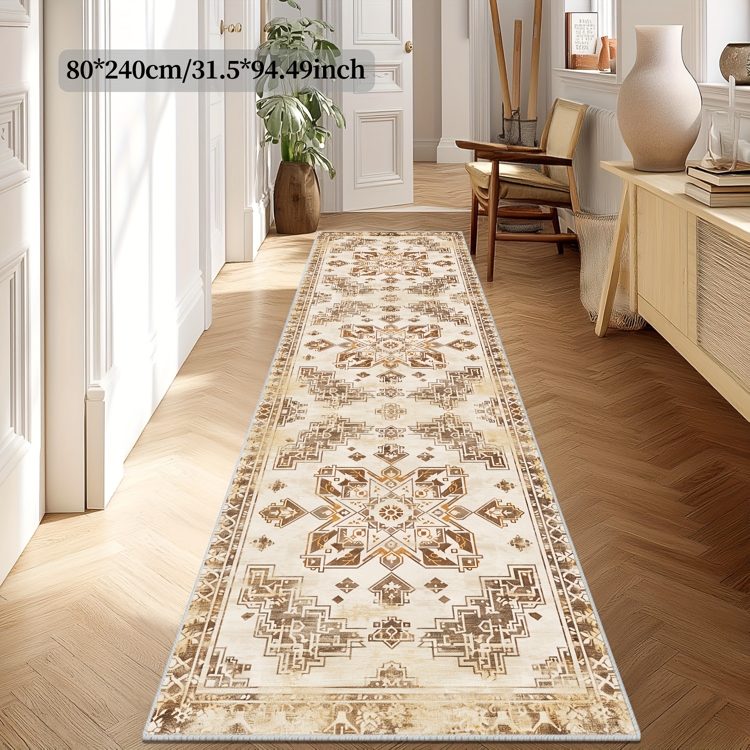 1pc Aisle Runners Rugs For Living Room Home Decor Imitation Cashmere Carpets Runners Long Carpet Bath Rugs Bedroom Kitchen Office Large Area Rug Washable Non-slip And Non-linting