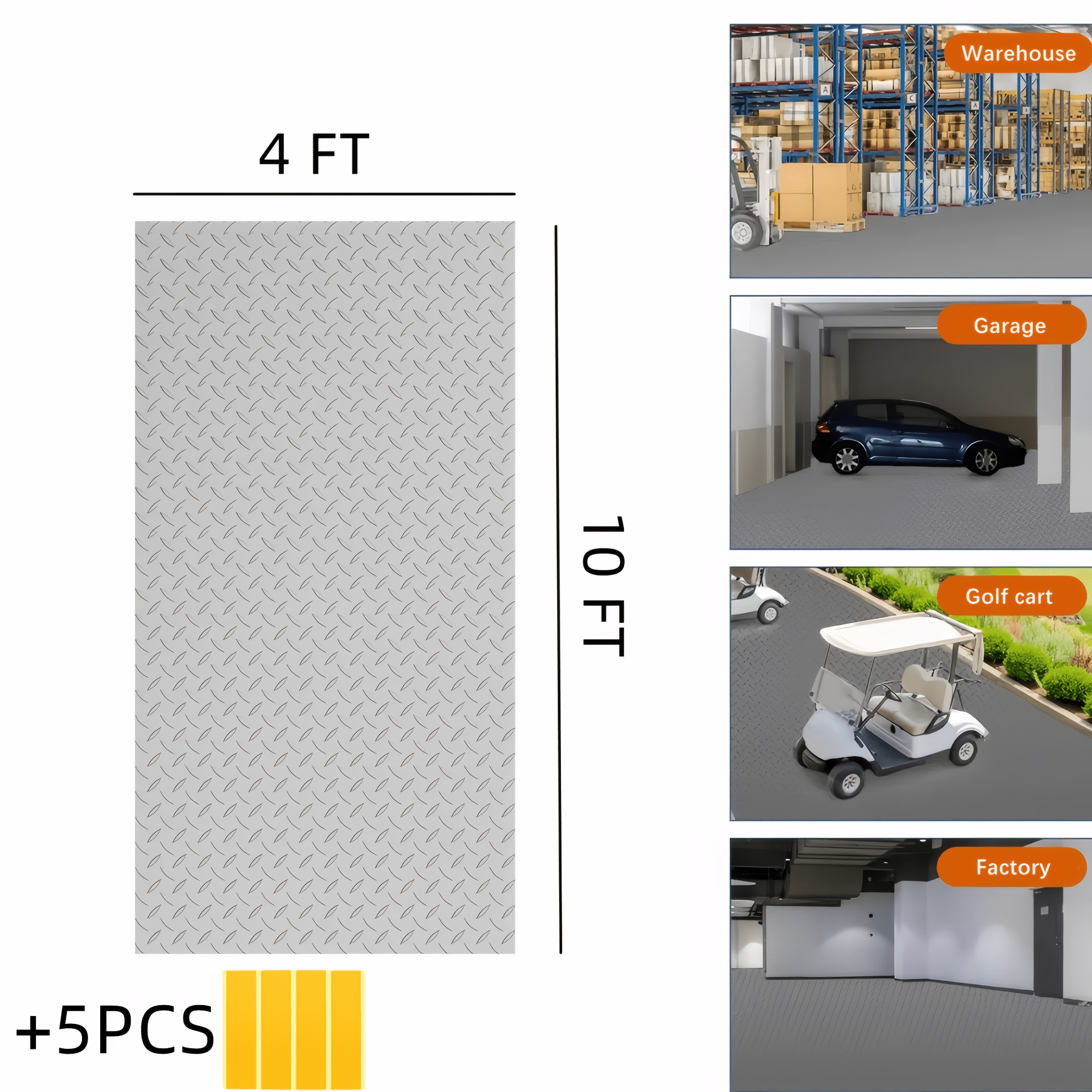 TEMU Heavy-duty Rubber Diamond Plate Flooring Rolls Measuring 4 By 10 Feet And 2.8mm Thick - Non-slip Mats Suitable For Garages, Trailers, Gyms, ,