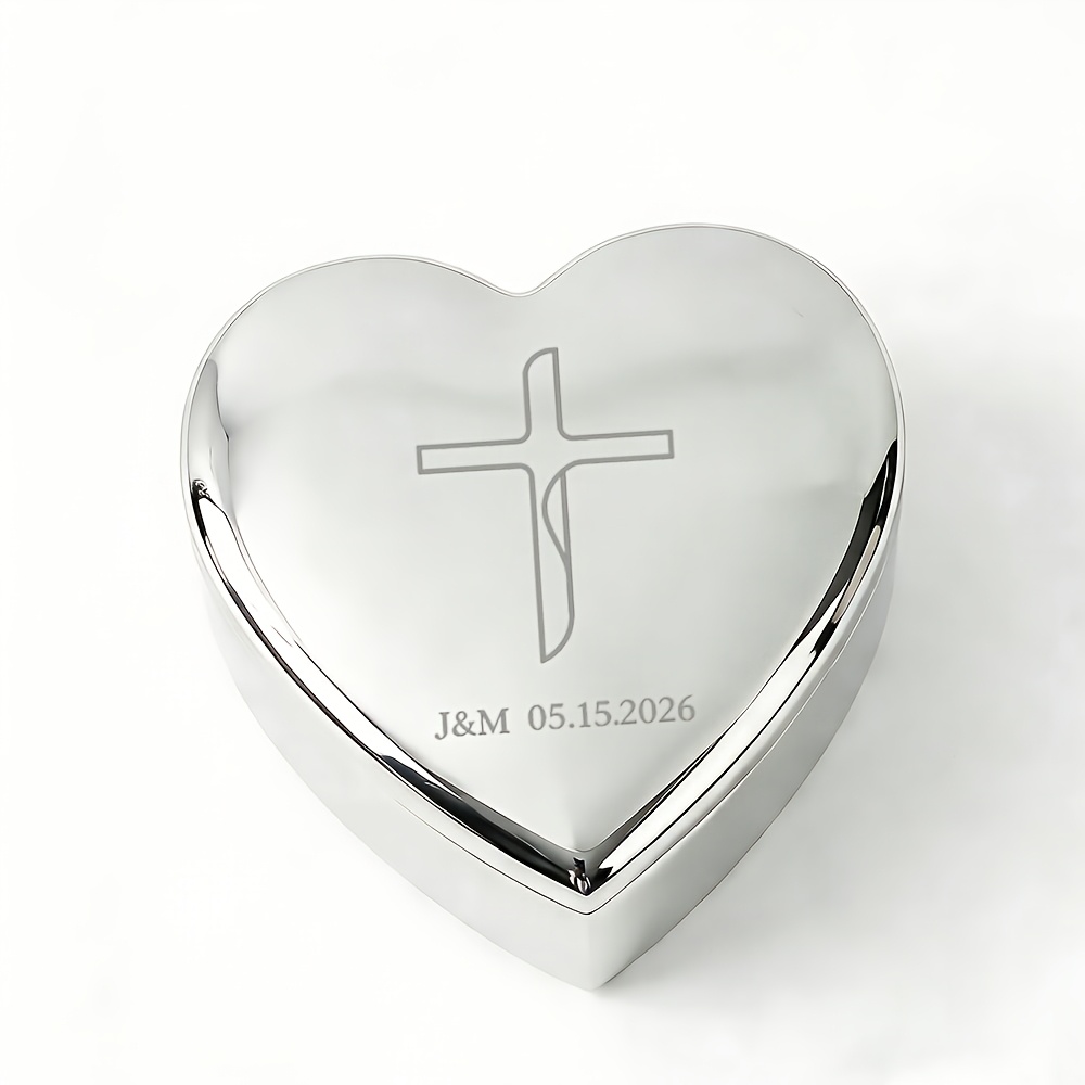 Heart-Shaped Zinc Alloy Jewelry Box with Customizable Text