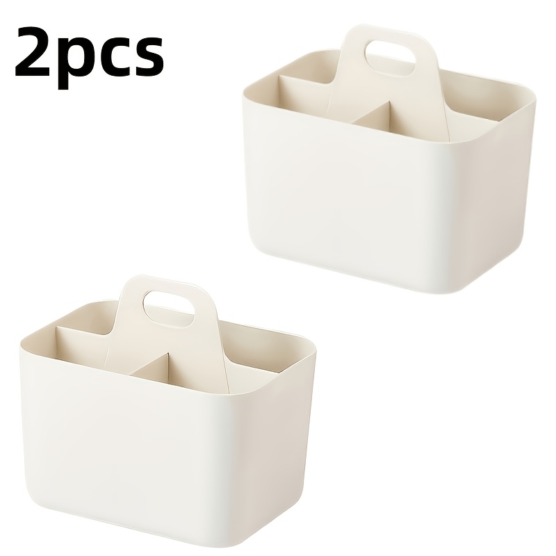 TEMU 2pcs Desktop Handheld Compartment Baskets, Portable Stackable Storage Boxes, Convenient For Organizing Portable Pens And Pen Holders, Large