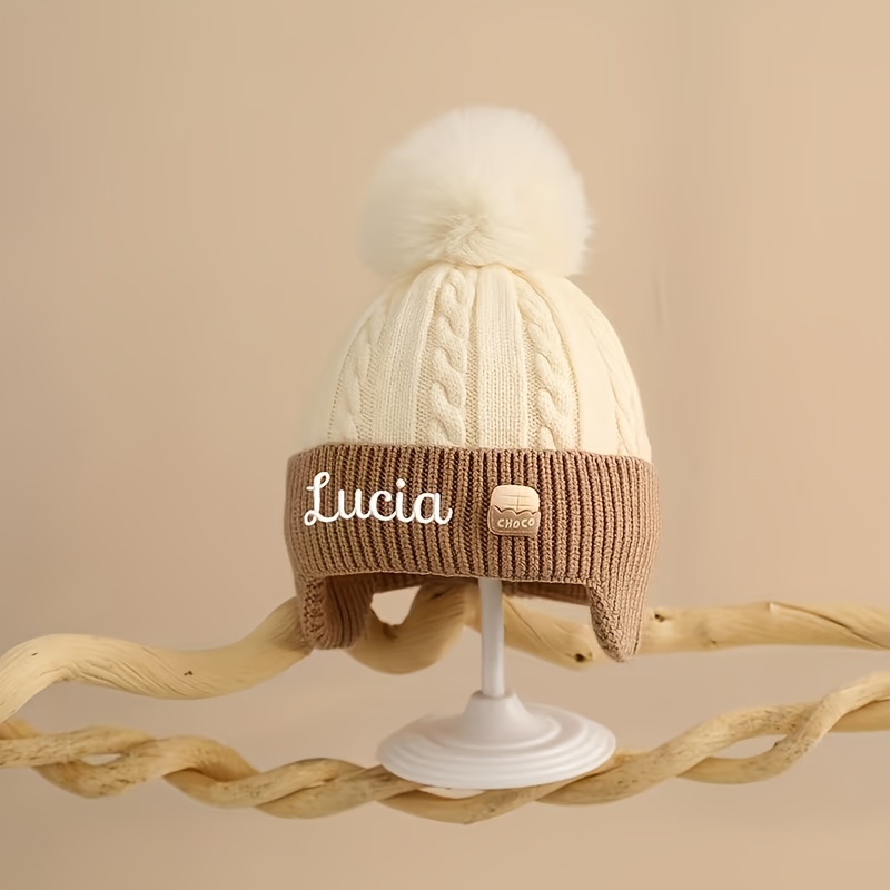 TEMU 1pc Personalized Custom Fashion Ear Warmer - Embroidered /letters/numbers, Double-layer Thickened Ear-protecting Hat, Elastic And Breathable,