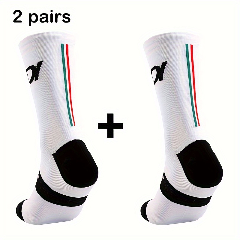 E-shop 2 Paar Sportliche Fahrradsocken mit vertikalen Streifen, 6 Farben, US-Größe 39-45 7-11, Athletic Socks, Workout-Sportsocken, vielseitige
