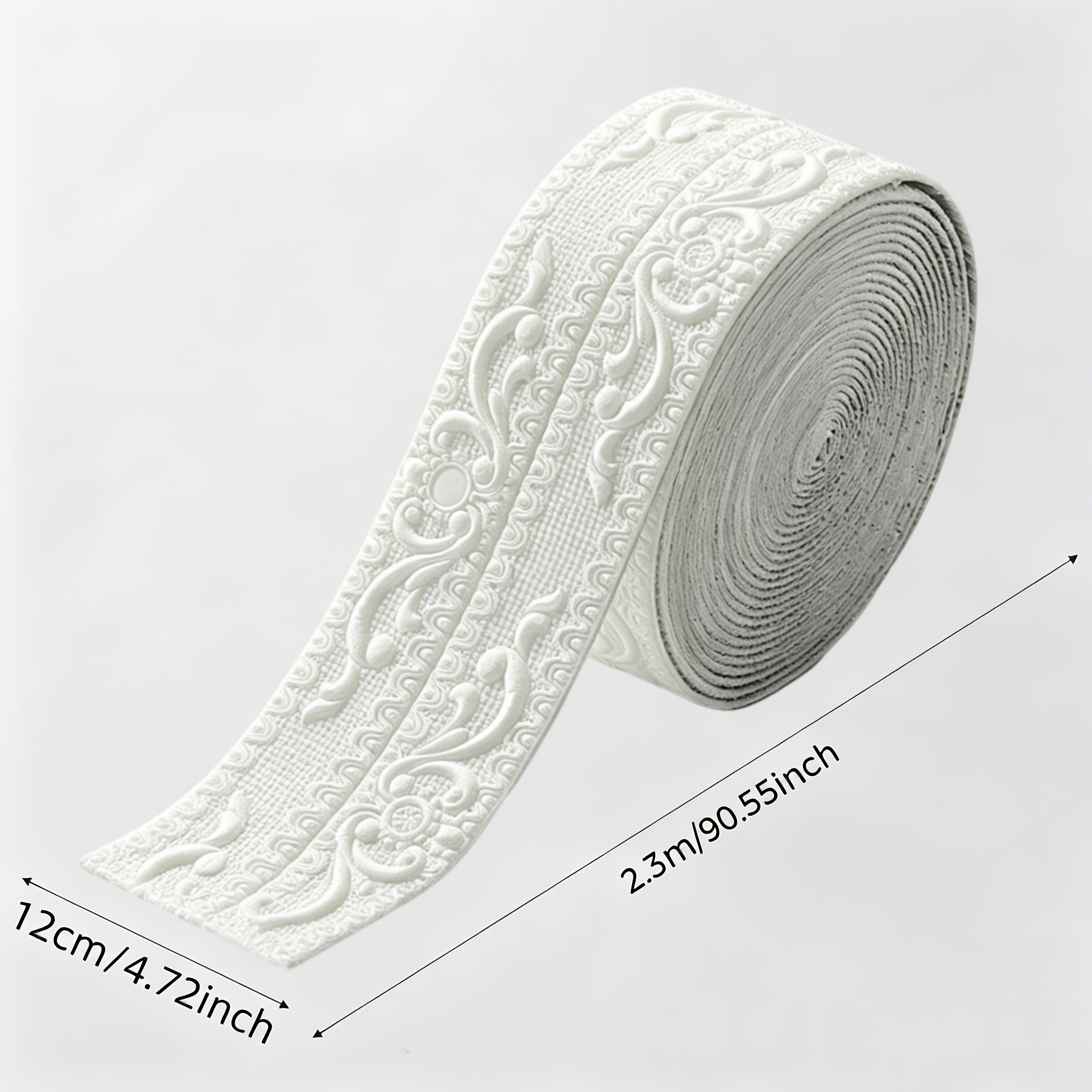 8mm Thick Self-adhesive Foam Corner Decorative Strip, 12cm * 2. 1 Roll, Applicable To Living Room/office/warehouse/door Frame Ceiling, Vinyl Material Is , And Frame