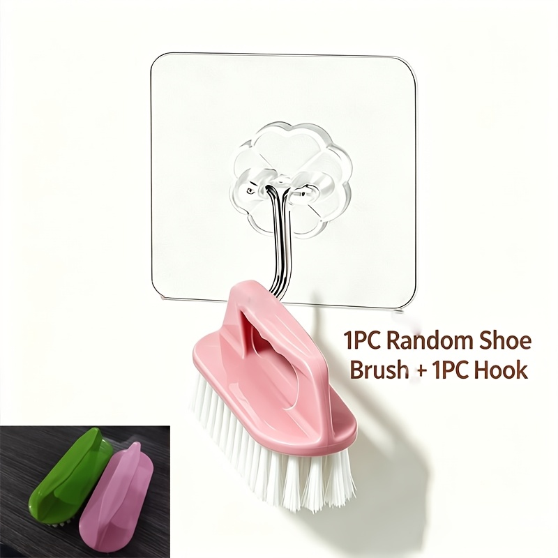 TEMU 1pc Random Shoe Brush And 1pc Hook, Random Colors, Including Clothing Brushes, Board Brushes, Shoe Brushes, And 1pc Hard Bristle Small Plastic