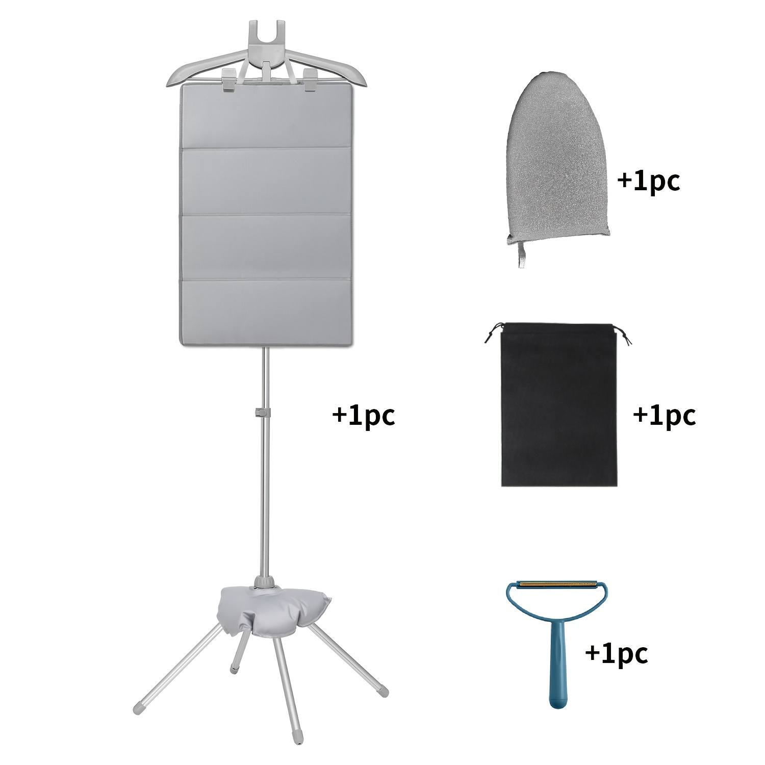 TEMU Floor-standing Home Steam Stand, Ironing Storage Set, Including A Steam Hanger, Handheld Ironing Board, Foldable Ironing Pad, Home Water Bag,