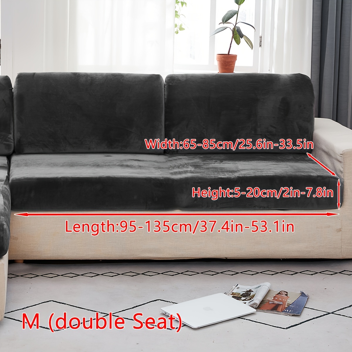 Image of 1pc Plush Velvet Sofa Cover Winter Warm Elastic Sofa Case Furniture Protector Easy Clean Stretch Fabric Full Coverage Universal Anti-slip Sofa Cover Backrest Cover Cushion Cover Pillowcase