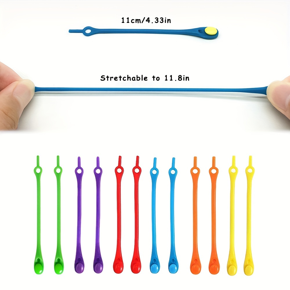 12pcs Colorful Silicone Elastic Shoelaces, Multifunctional High Elastic Lazy Shoe Laces