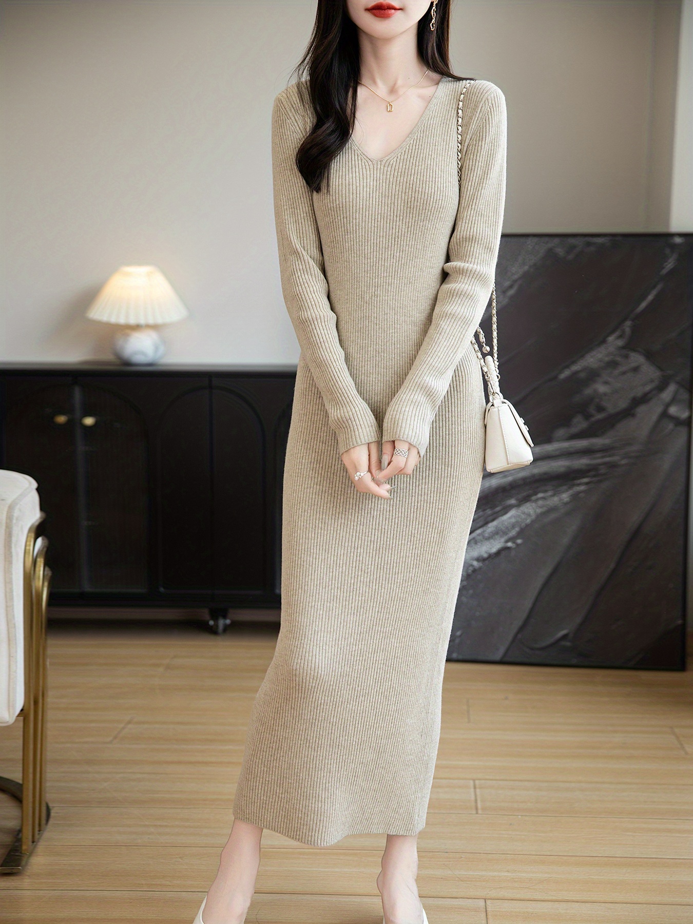 fitted lace wedding dress Chanyarn Women’s Merino Wool Blend Turtleneck Oversized Sweater Dress