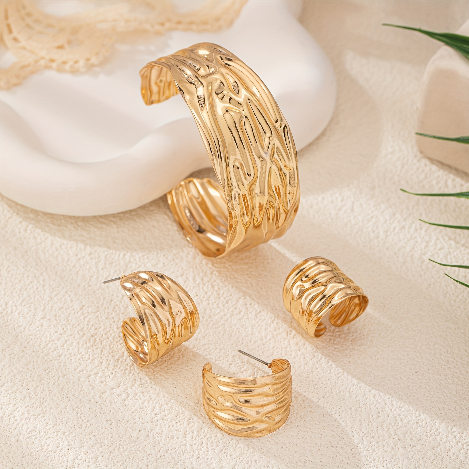 Chic Geometric Pleated Jewelry Set for Women