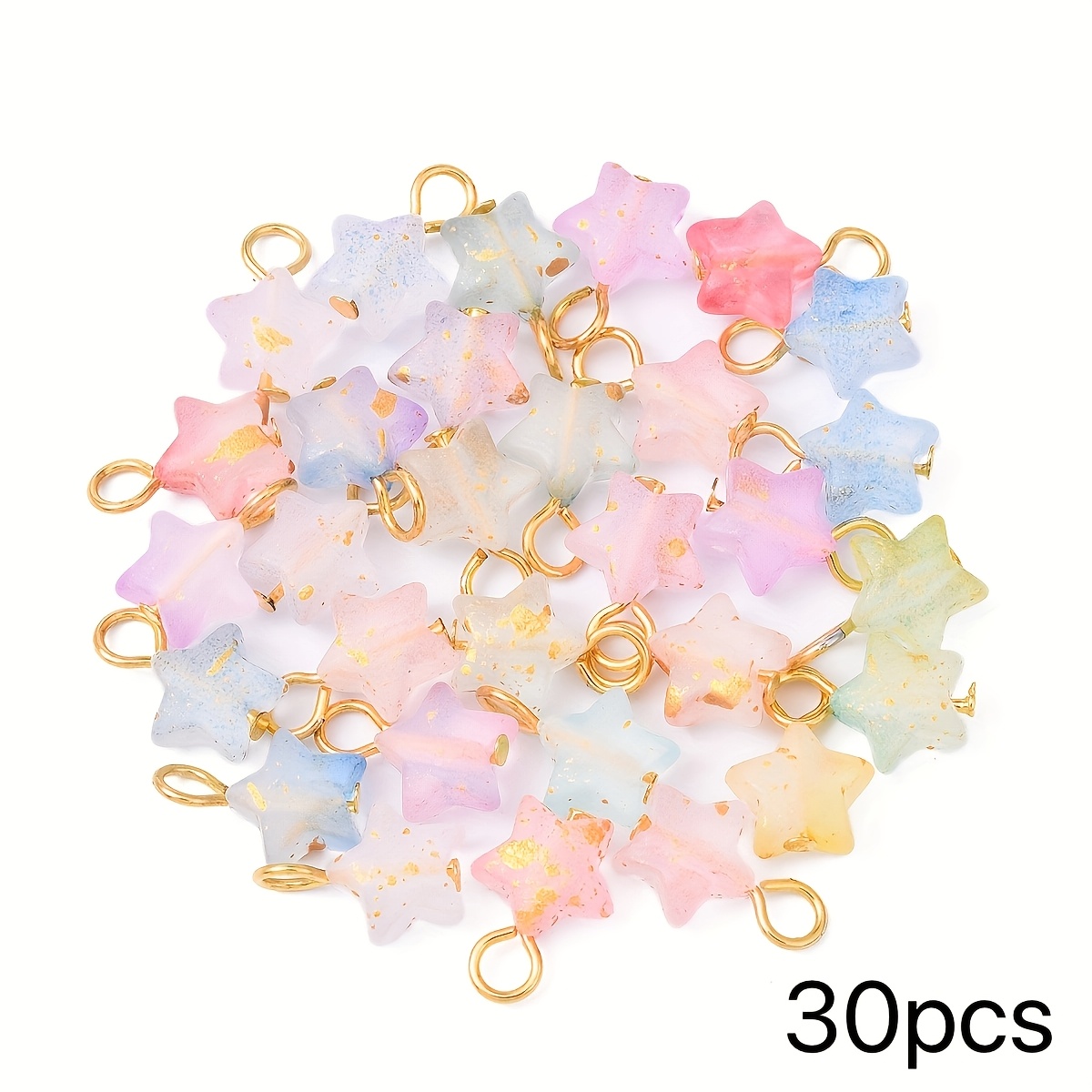 TEMU About 30 Acrylic Star Pendants In A Random Mix, Suitable For Jewelry Making For Bracelets, Necklaces, And Earrings
