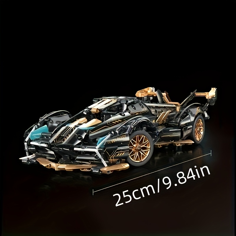 [Supercar Model Set] Limited Edition Supercar Model Set, Sleek Black and Golden Color Scheme, DIY Mechanical Assembly, High-Quality ABS Plastic, Stackable Vehicle Set, Suitable for Ages 6+, Building Block Set, Model Making, Boys' Car Toy