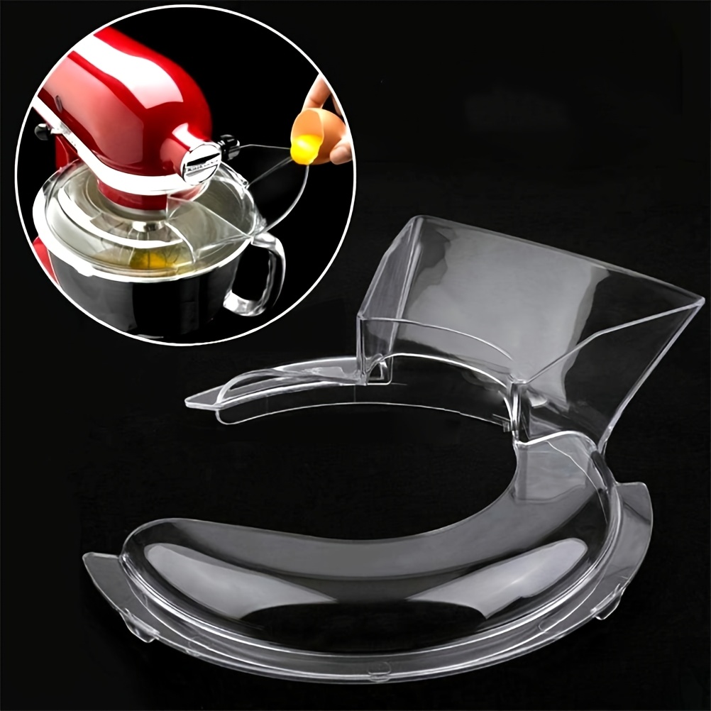 Image of Pouring Shield For Kitchenaid Tilt Head 4.5-5qt Stainless Steel Bowl Insert, Kn1ps Transparent Splash Guard, Safety Pouring Shield Fits Standing Mixer Attachments& Additions