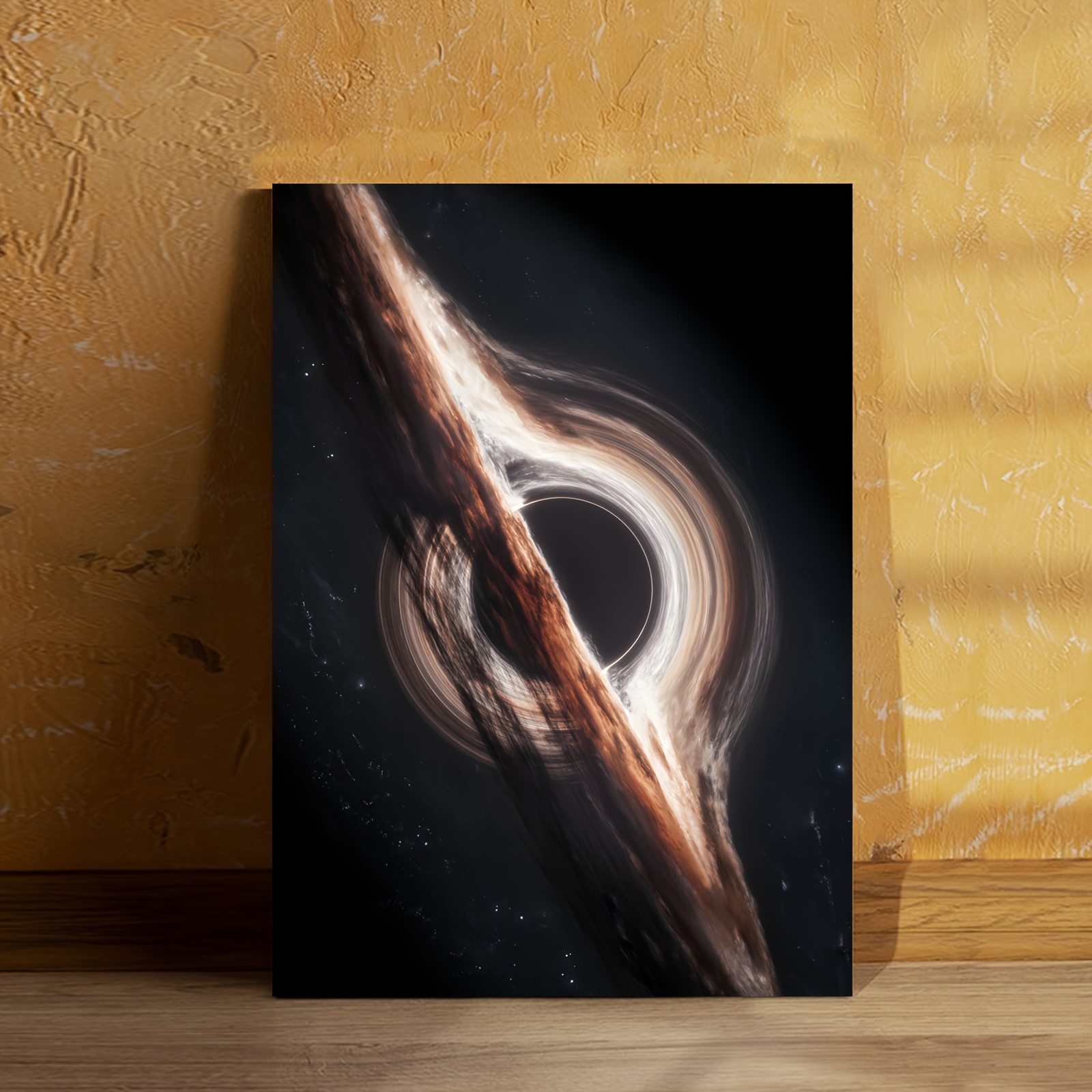 1 Stk Rahmenloses Schwarzes Loch Leinwanddruck - 30.48x45.72 cm Moderne Weltraum-Wanddekoration mit lebendigem kosmischem Design, Hochwertiges Leinwandposter für Wohnzimmer, Schlafzimmer, Büro, Badezimmer - Keine Batterien oder Laser benötigt, Raumdekor, Bürokunst