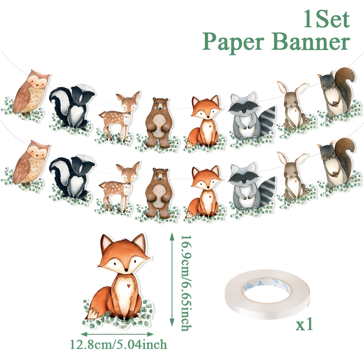 TEMU 2 pezzi Striscione di compleanno con animali della foresta, come regalo con ago , decorazione a tema animale per feste di compleanno, sfondo da
