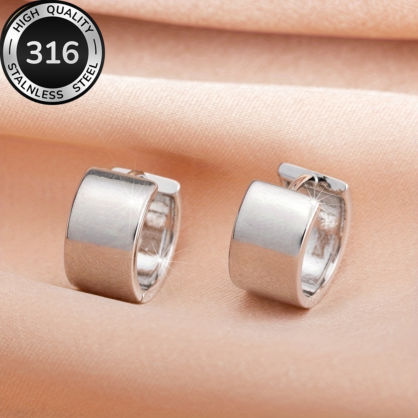 TEMU 1 Pair Of High-quality Round Stainless Steel Earrings, Women's Earrings, Delicate Earrings For Parties And Festivals, Versatile Jewelry Gift, ,